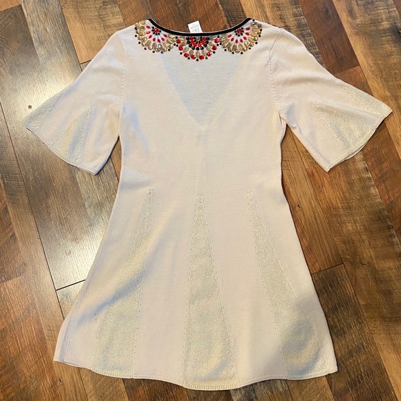 NANETTE LEPORE Beaded V-Neck Tunic Sweater Top - Picture 7 of 7